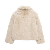 Beige Faux Fur Crop Coat